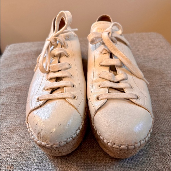 Prada platform espadrille leather sneakers. - Picture 3 of 13